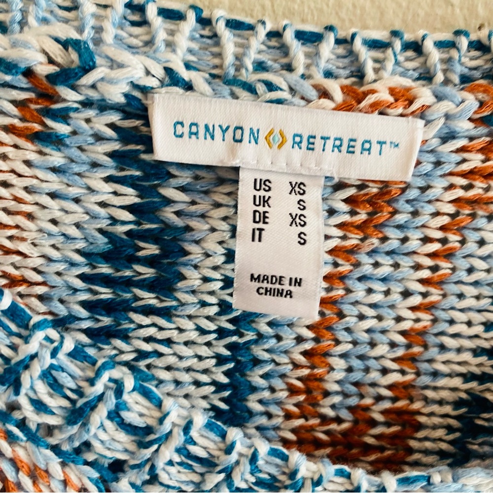 Denim & Co. Women's Top Sweater Sz XS Canyon Retreat Drop Shoulder Blue - Picture 7 of 7